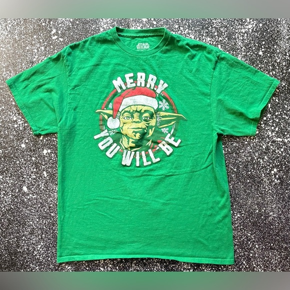 Star Wars x Fifth Sun x Yoda x Christmas T-Shirt Size Large - Picture 1 of 2